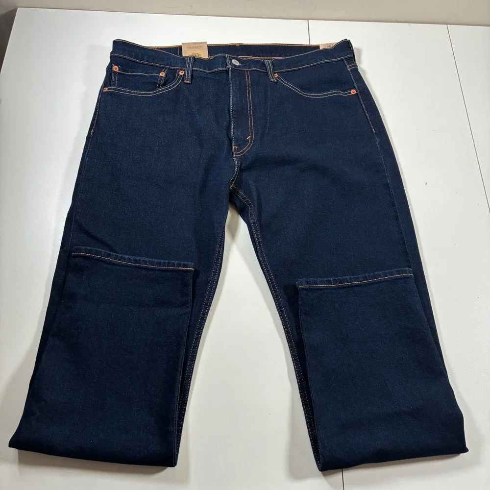 NEW Levi's 502 Taper Jeans 36x32 Dark Wash Indigo Blue Stretch USA Cowboy
